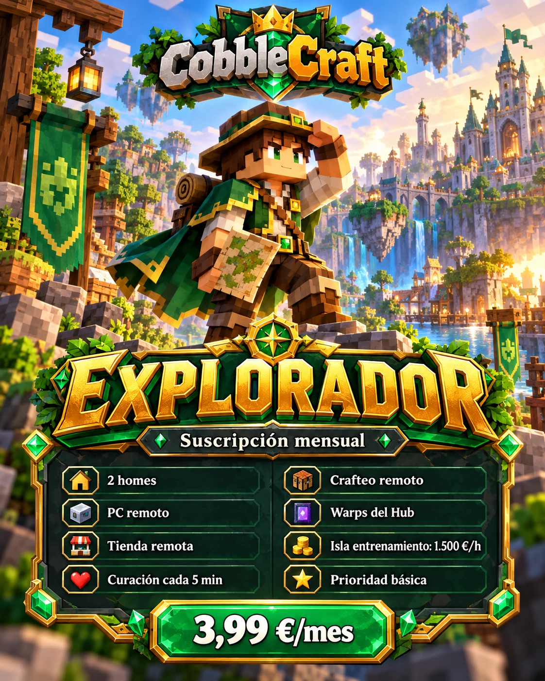 Imagen promocional oficial del rango Explorador: suscripción mensual y beneficios